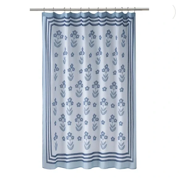 Caro Home 2pc Floral Print Shower Curtain & Bath Rug With Contrasting Border Set - Picture 9 of 10
